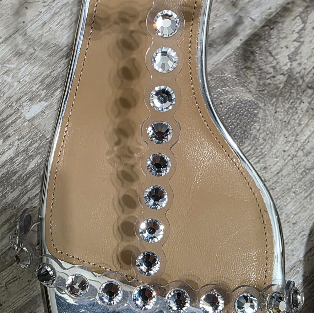 Aquazzura Sandals Tequila Crystal (Reconditioned) Blingy Block Heel Size 12 - Picture 13 of 14
